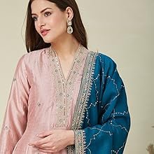 embroidered kurta set with dupatta for women; kurta sets with dupatta for woman